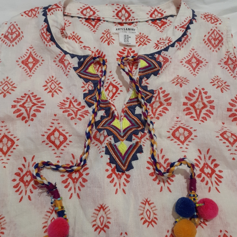 Artisan NY Linen Boho Top M
